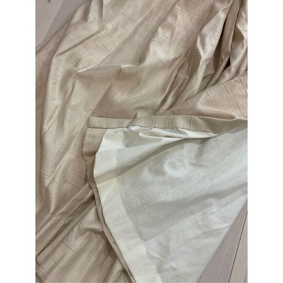Vintage Silk Curtain Panel Pencil Pleat Handmade Beige 24” w x 86” l - Picture 4 of 7